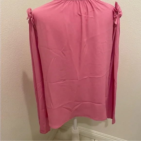 MSGM Milano Pink Ruffle Shoulder Silk Blend Blouse Size 40 (US 6) - Picture 6 of 9